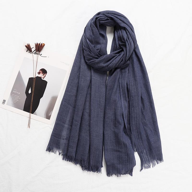 105*190cm One Piece Women Oversize Solid Plain Scarf Shawls Head Wraps Viscose Cashmere Muslim Frayed Hijabs Pashmina