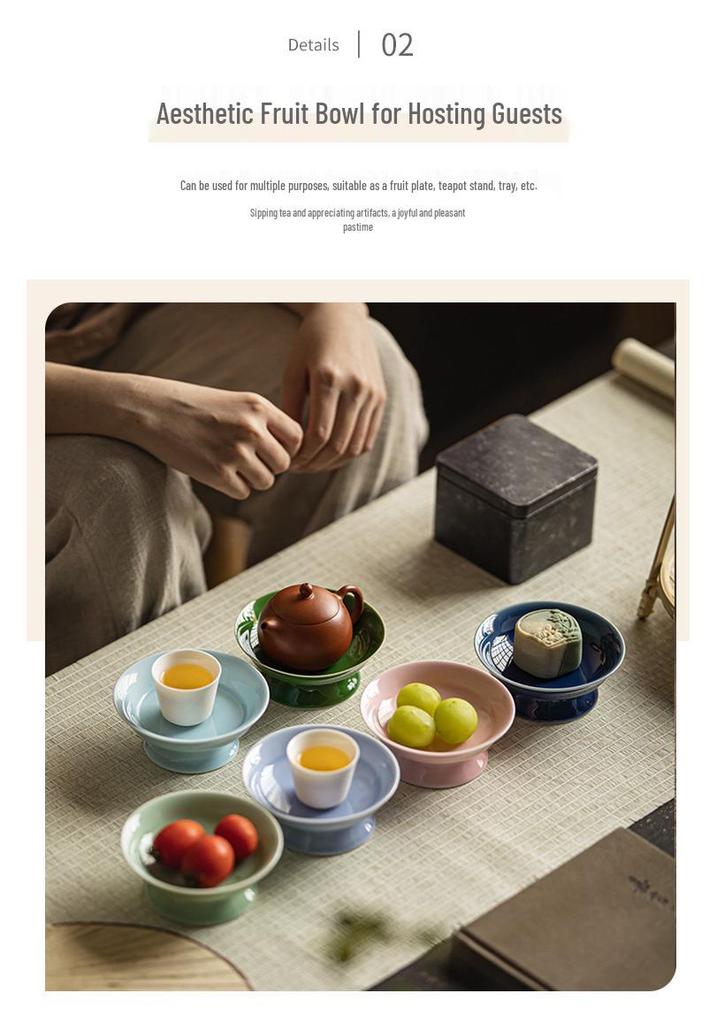 Elegant Ceramic High-Footed Fruit and Pastry Display Plate