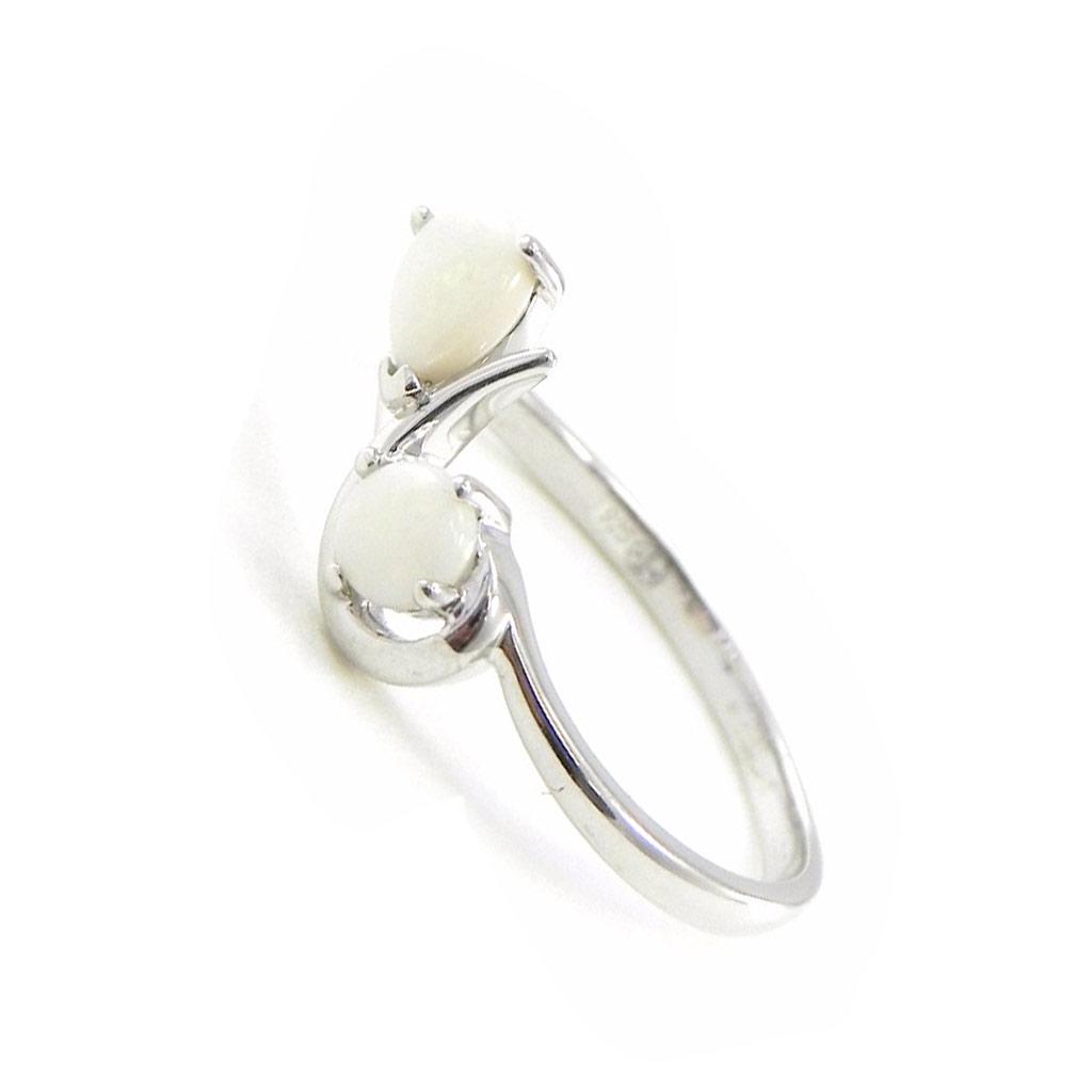 Les Trésors De Lily [I8851] - Anello in argento 'Dea dell'opale' Bianco argentato (placcato rodio) - 15x10 mm