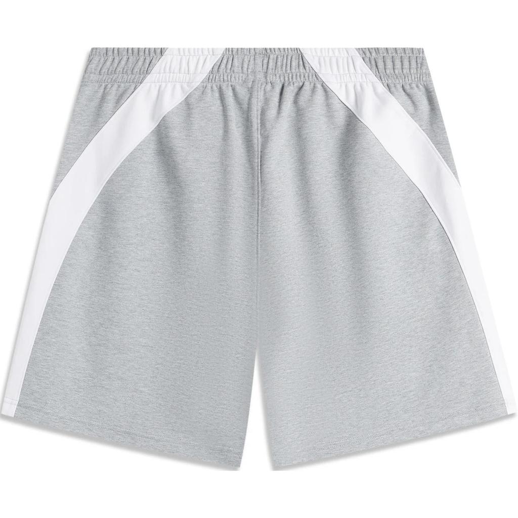 Li Ning 2024 Honor Series Color Block Mid-Rise Comfortable Breathable Loose Straight Casual Shorts Unisex shorts Flower-Gray Standard-White AKSU955-1