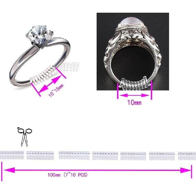 Coopache Invisible Ring Size Adjuster for Loose Rings – Ring Guard, Ring Sizer, 4 Sizes Fit Almost Any Ring. [12pcs]