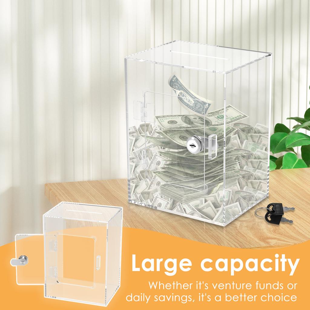 1Pc Acrylic Clear Piggy Bank Large Capacity Money Saving Box Sturdy Money Saving Bank Savings Jar for Adults Children Home Decor