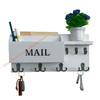 Wooden Wall Mailbox And Holder With Hooks Wall Mounted Letter Container 85AD