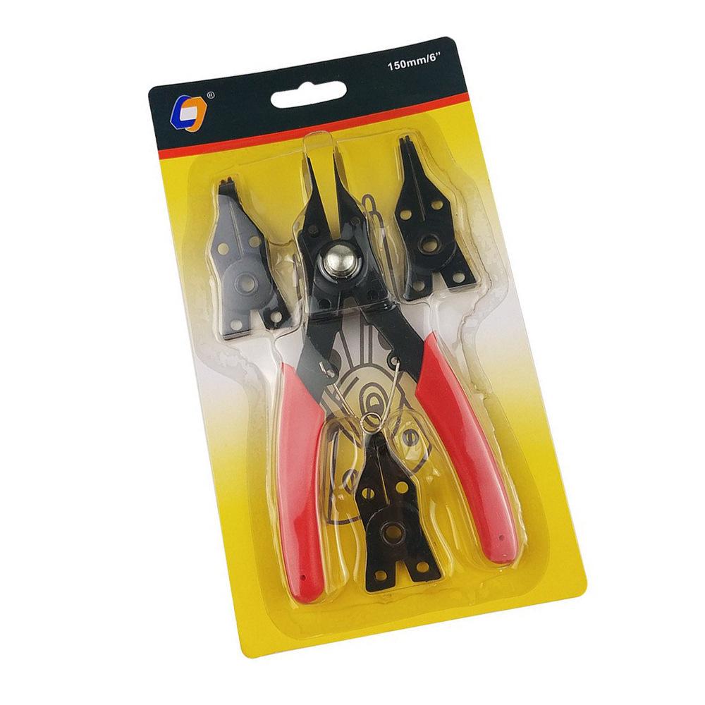 

Dual-Purpose Yellow Multifunction Circlip Pliers Set: Inner/Outer Retaining Ring & E-Type Spring Four-in-One Tool.