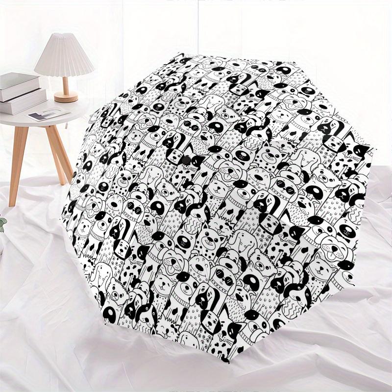1pc Dogs Pattern Themed Umbrella, 8 Rib Frame,Automatic Opening 3 Fold Umbrella, Lightweight and Durable Couple Umbrella-194