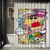 Crayon Shin-Chan & Friends & Shiro Night Forest Firefly Adventure Scene 2D Print Waterproof Shower Curtain, Mysterious Purple &