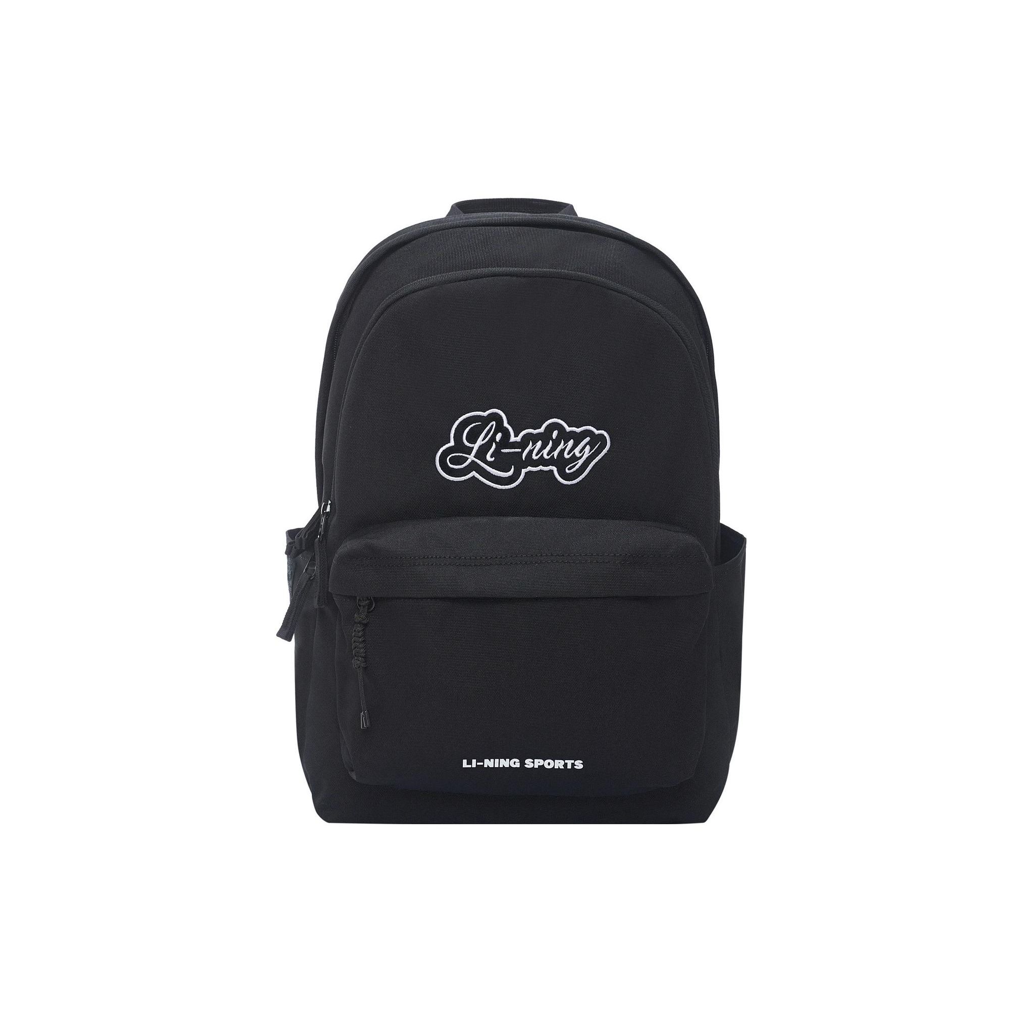 Li Ning Sports Lifestyle Solid Color Casual Zipper Backpack Unisex Backpacks Black ABSS173-1 Black