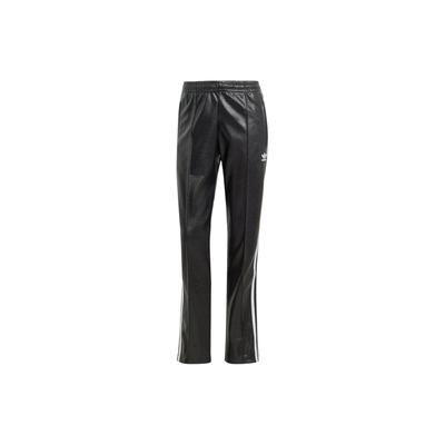 Originals Premium Faux Leather SST Luxe Three Stripe Color Block Elastic Waist Sports Pants Women Pants Black IY2913