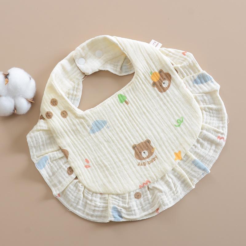 Korean Style Baby Bib: 6-Layer Pure Cotton Gauze with Lace, Cute, Soft & Absorbent