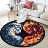 Yin Yang Tiger Round Area Rug,Carpet Rug for Living Room Bedroom Sofa Playroom Decor,Non-slip Floor Mat