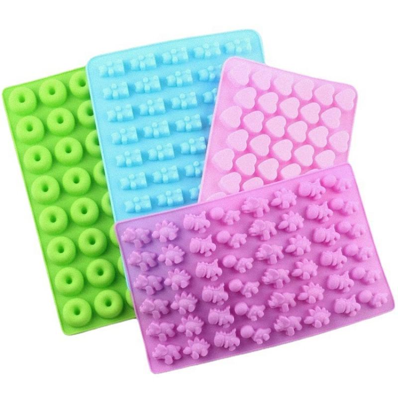 1/5Pcs Candy Gummy Jelly Trays Molds Kit Candy Silicone Moulds With 2 Dropper Set Reusable Candy Baking Mold Kitchen Tools