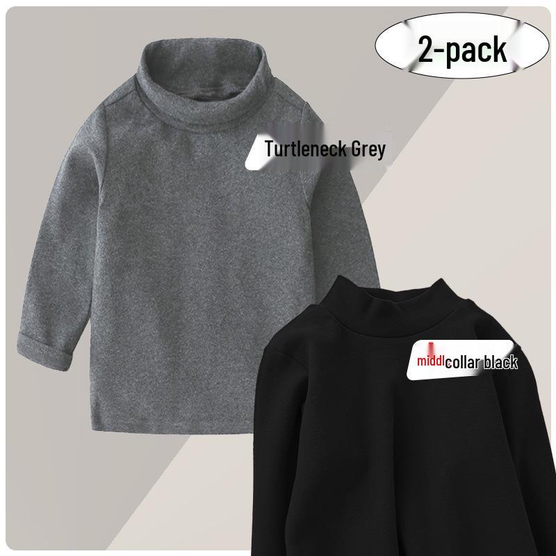 Camiseta Interior Básica de Algodón Puro de Manga Larga y Cuello Alto para Niñas Otoño/Invierno 2025