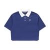 FOB Series American College Style Color Block Short Sleeve Breathable Polo Shirt Women Tops Cobalt-Blue T11W423108F-BU
