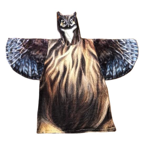 Ultra Plush Blanket Hoodie Owl Shape Wing Sleeve Flannel Microfiber Loose