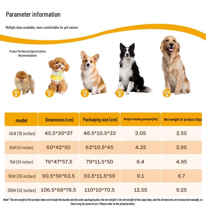 Thickened Wire Folding Dog Cage for Large and Medium Pets