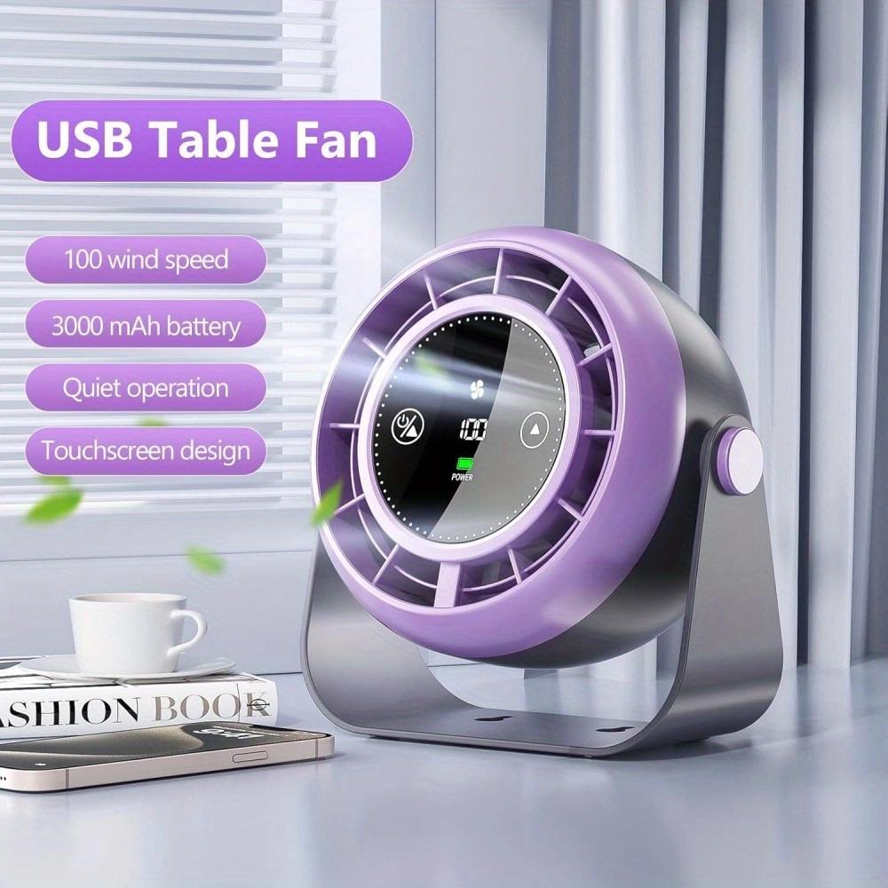 DS301 New Desktop Small Fan with USB Charging and Digital Display Turbo High-Speed Office Wall-mounted Mini Fan