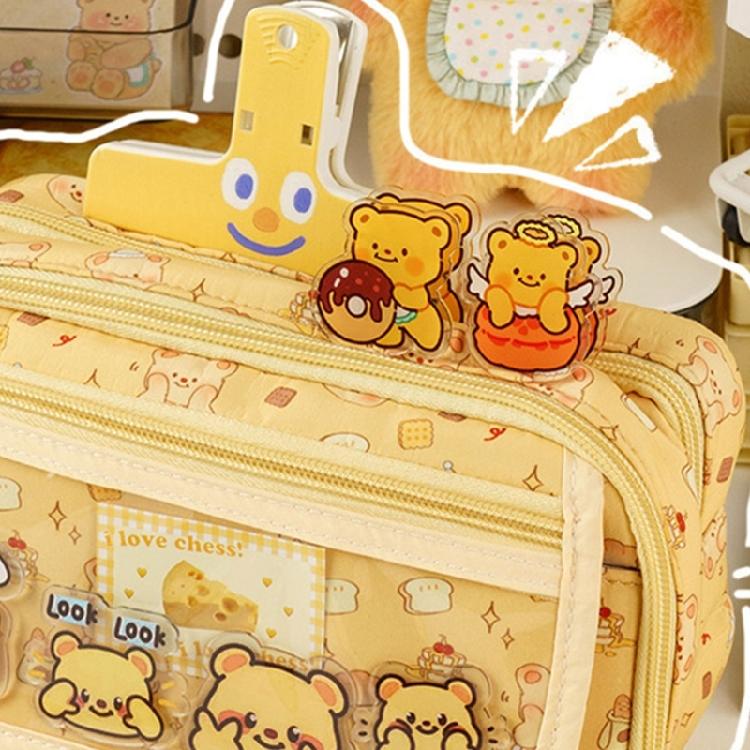 Cartoon Bear Pencil Case Large Capacity Storage Bag Aesthetic Pen Bag Lovely Pencil Pouch School Office Supplies