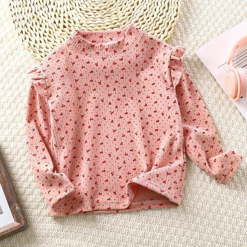 Girls 1-14 Years Autumn and Winter Full Printed Long Sleeves Bottoming Shirt