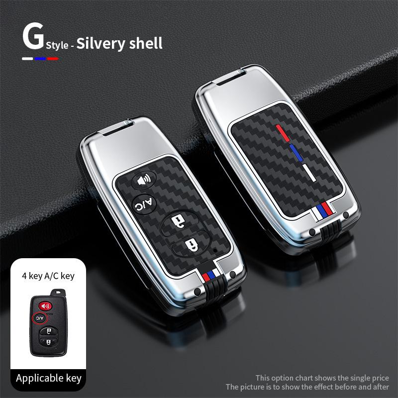 Metal Key Case for Toyota Camry, Crown, Reiz, Prado, Land Cruiser - Snap Button Design
