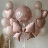 Pink Bow Love Balloon Set Transparent BOBO Balloon Pink Ribbon Bow for Birthday Wedding Shower Mother's Day Balloon Decoration