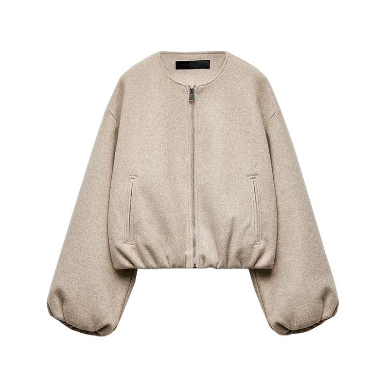 Spring New Women's Clothing Round Neck Long Sleeves Elastic Decorative Layer Soft Pilot Jacket Outwear 3046274