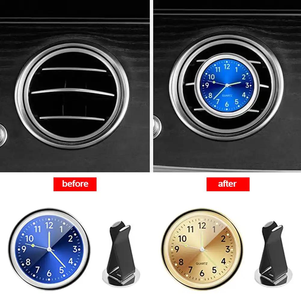 Luminous Car Air Outlet Quartz Clock Auto Watch Thermometer Hygrometer for Automobiles Decoration Clocks Ornament Accessories
