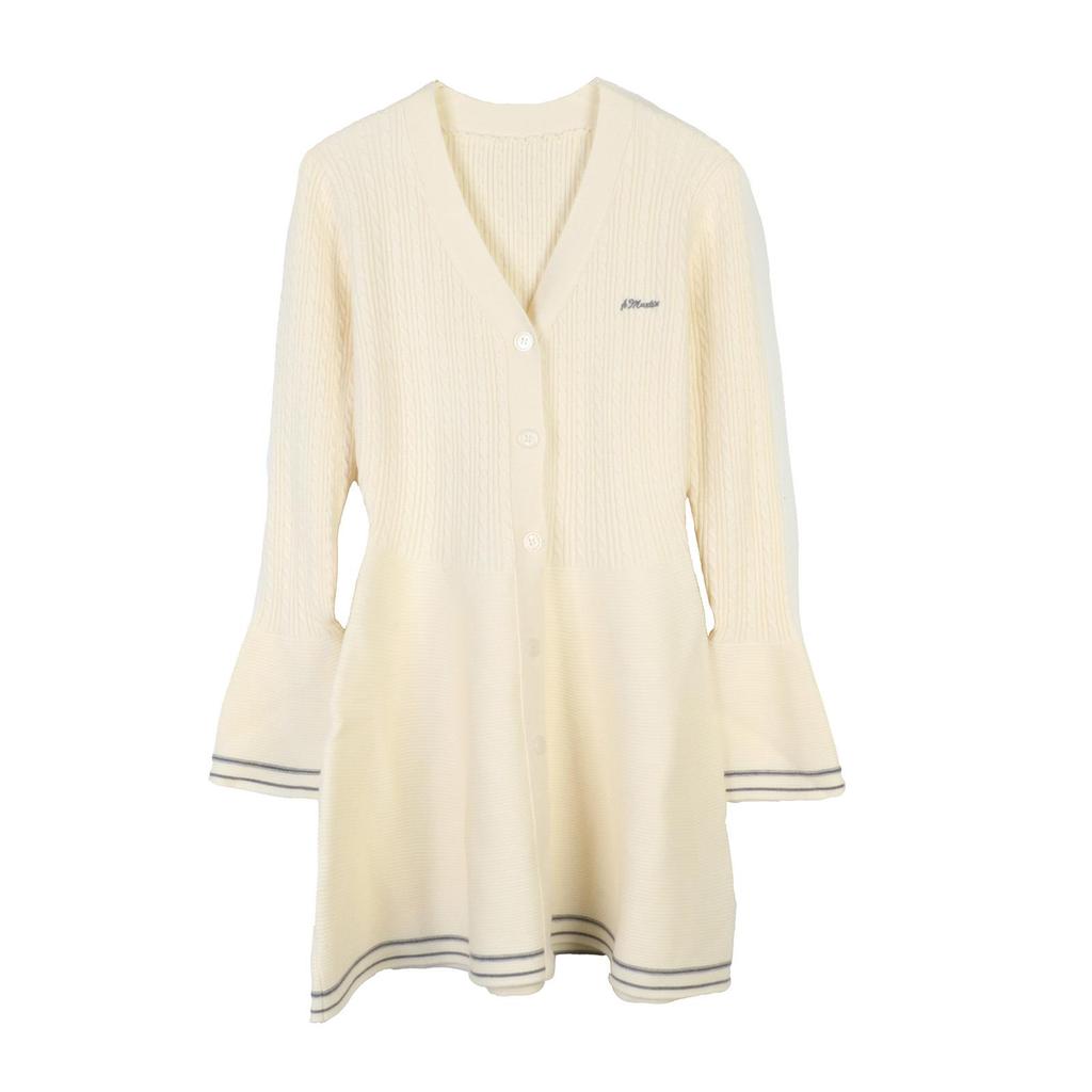 French Niche Spring/Summer 2025 V-Neck Ruffle Hem Knit Dress