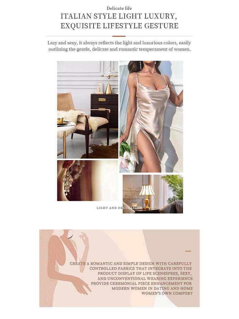 Silk Simulation Backless Slip Dress: Women's Sexy Summer Nightgown