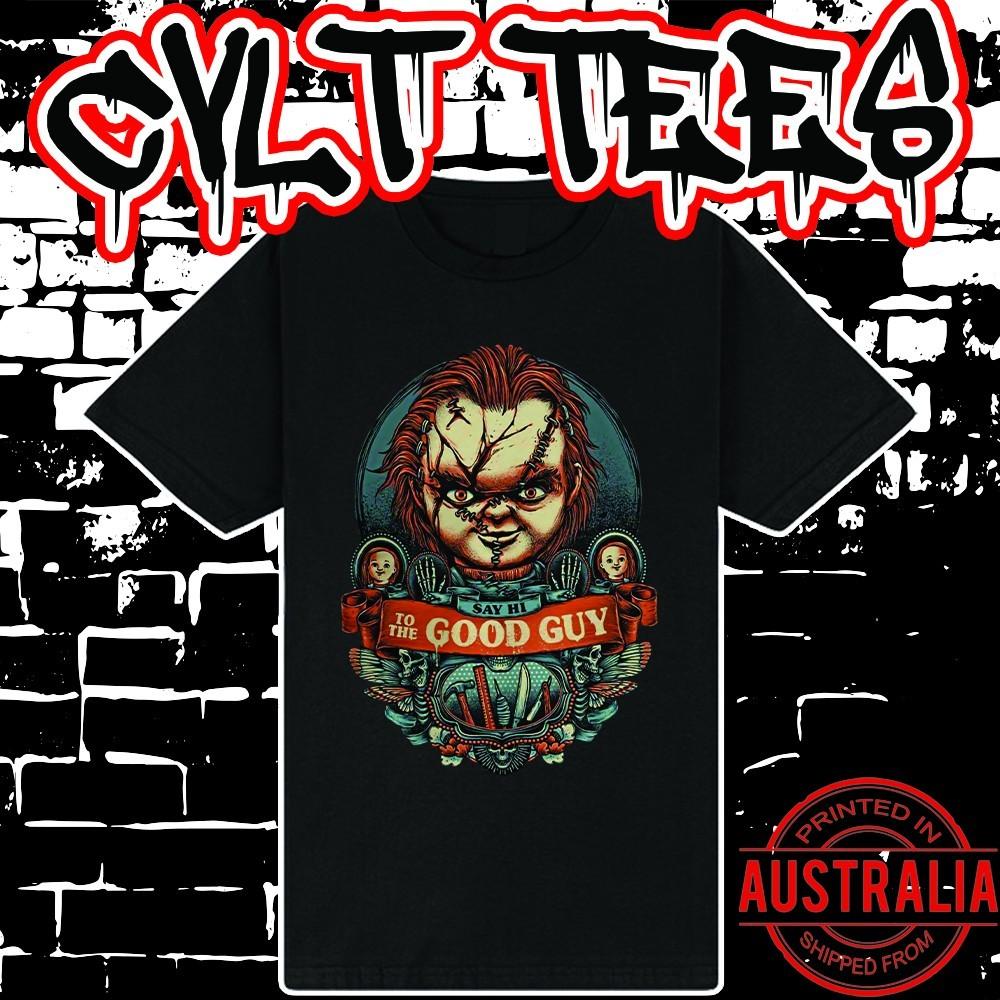 Футболка с изображением Чаки ~ Премиум Черная Хлопковая Футболка Gildan Унисекс XL