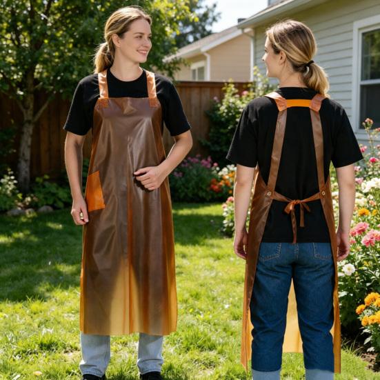 Knee Length Work Apron Kitchen Cooking Apron with Pocket Waterproof Oil Resistant Chef Apron