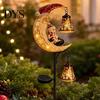 Warm Ambience Yard Decor Solar Snowman/Ghost Moon Stake Light, Waterproof Metal Garden Sculpture, Decorative Halloween Outdoor Decorations Powered