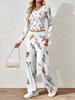 Spring and Autumn Ladies V-Neck Long Sleeve Pants Set Comfortable Casual Versatile Slim Two-piece Set
