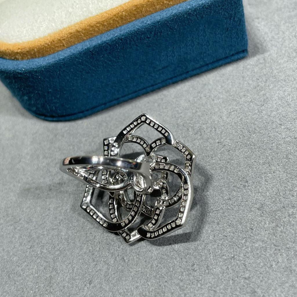 Vintage Hot Brand Women's Rings Luxury Jewelry For Women Pure 925 Sterling Silver Lady Party Designer Rose Flower Rings