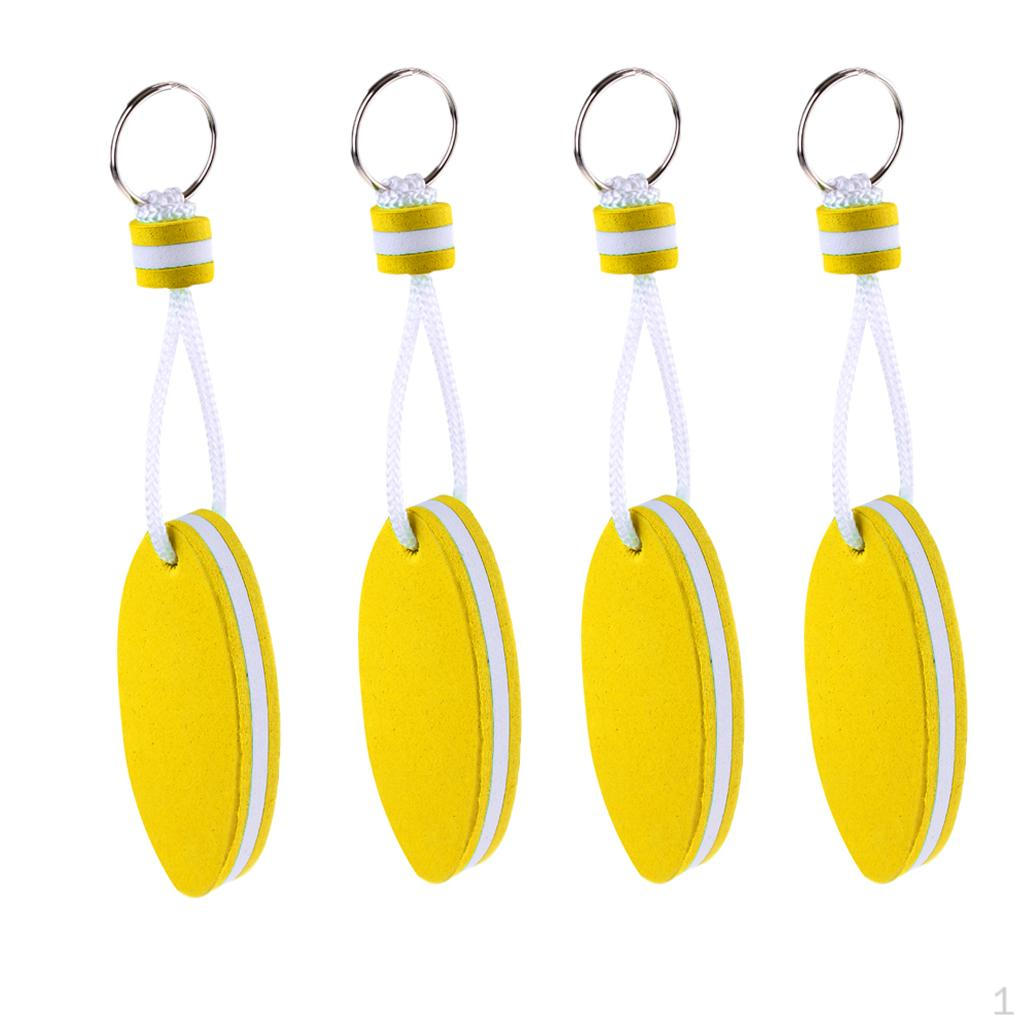 

4Pcs Yellow Oval Shaped EVA Foam Floating Key Ring Canoe Boat Keychain