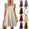 Summer Dresses Loose V Neck Sleeveless Sundresses Swimsuit Coverup With Pockets