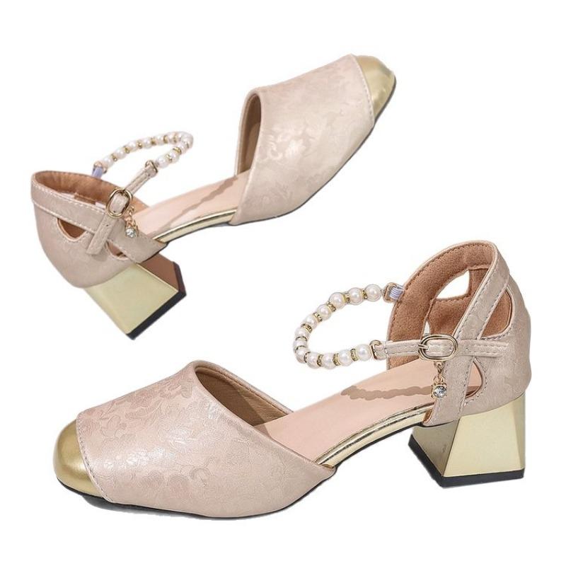 Baotou Sandalen - Damenschuhe mit mittlerem Absatz - Neuer Stil - Elegante High Heels mit dickem Absatz