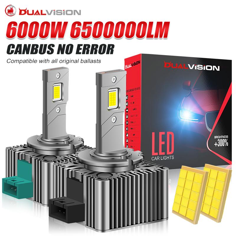 

Светодиодные лампы для фар Dualvision D1S D3S HID D2S D4S D5S D8 Turbo LED 6000 Вт Двусторонний чип CSP 6500K Plug&Play Автомобильная лампа Ксенон 24 В D1S
