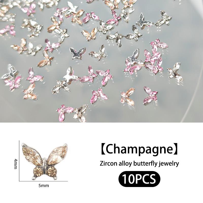 

10 шт., блестящие подвески для ногтей с бантом, бабочки, ассортимент, смола, 3D украшения для ногтей, шпильки, аксессуары, принадлежности для женщин шампанского