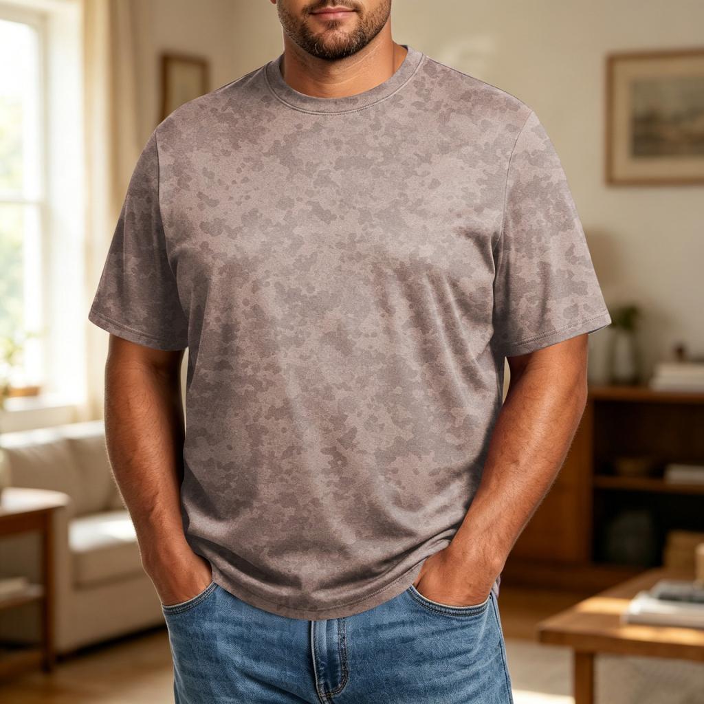Men's Big Size Comfortable Breathable Casual Loose Fit T-Shirt Soft Fabric Crew Neck Short Sleeve Top for Everyday Wear