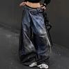 VIONA Niebieskie Damskie Jeansy Wysoki Stan Vintage Design Hip Hop Proste Luźne Denimowe Spodnie Street Y2K Styl Amerykański Szerokie Nogawki Denimowe Spodnie