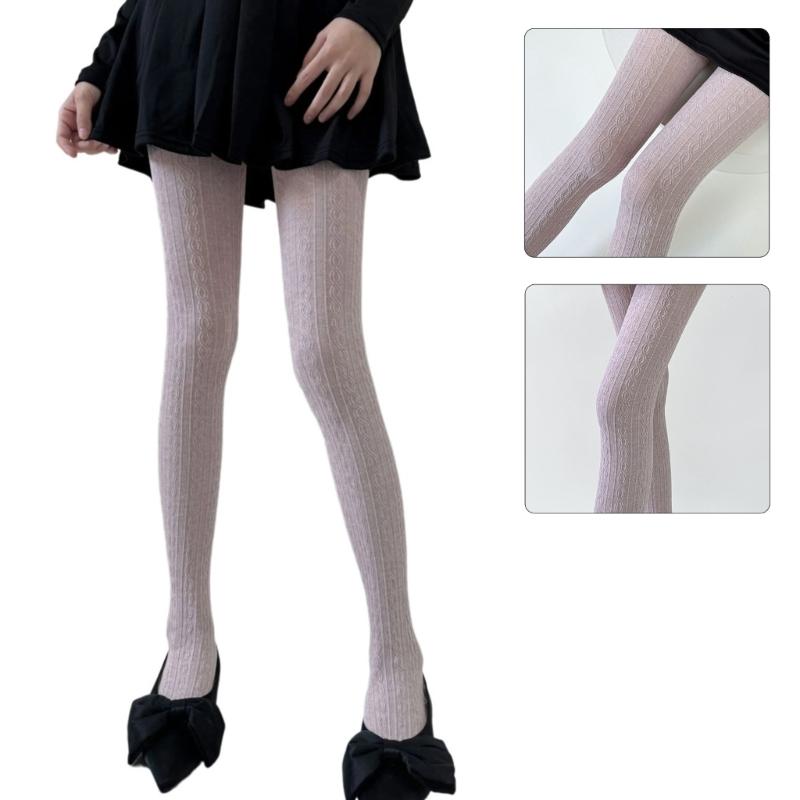 Women Vintage Twist Striped Pattern Jacquard Tights Winter Fall Opaque Pantyhose Stockings Slimming Leggings Hosiery