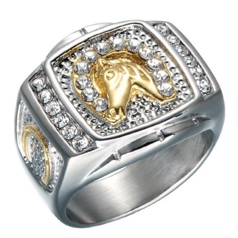 Men's Hip-hop Fashion Jewelry Horse Head Simple Ring