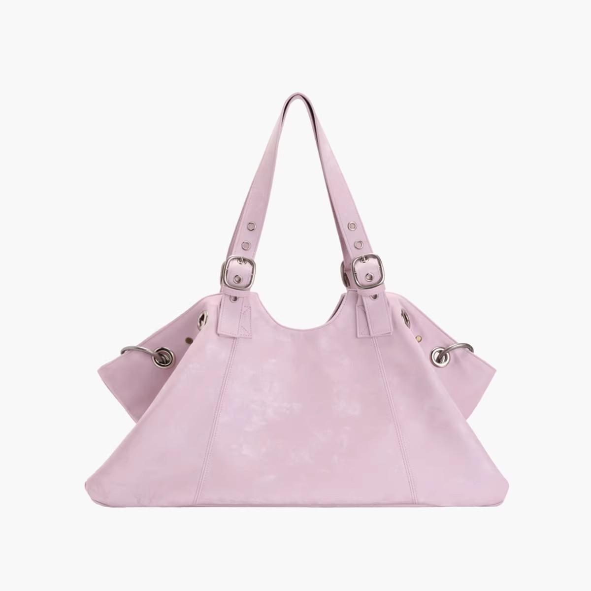 

Retro Rivet Tote Bag Women Hot Girl Large Capacity Biker Underarm Bag Ladies Solid Color Fashion Versatile Commute Shoulder Bags 40x35x10cm розовый