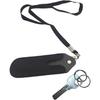 PU Leather Pouch Case Lanyard Pen Pouch Pen Cover Recording Pen Cover Lanyards for Keys, Black