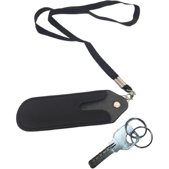 PU Leather Pouch Case Lanyard Pen Pouch Pen Cover Recording Pen Cover Lanyards for Keys, Black