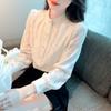 Elegant and Slimming Korean Style Puff Sleeve Lace Blouse with Stand Collar
