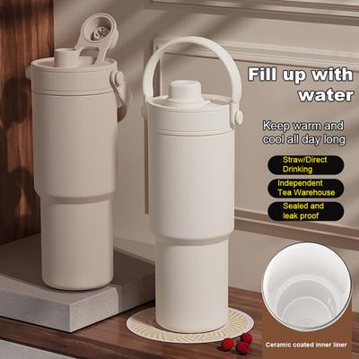 Insulated Vacuum Flask Travel Bottle with Straw Large Capacity BPA Free Food Grade