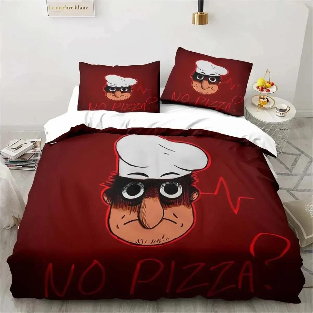 Edredón Torre de Pizza Estilo Pixel Clásico Juego Juego de Ropa de Cama Dormitorio Suave Moderno S Cómodo