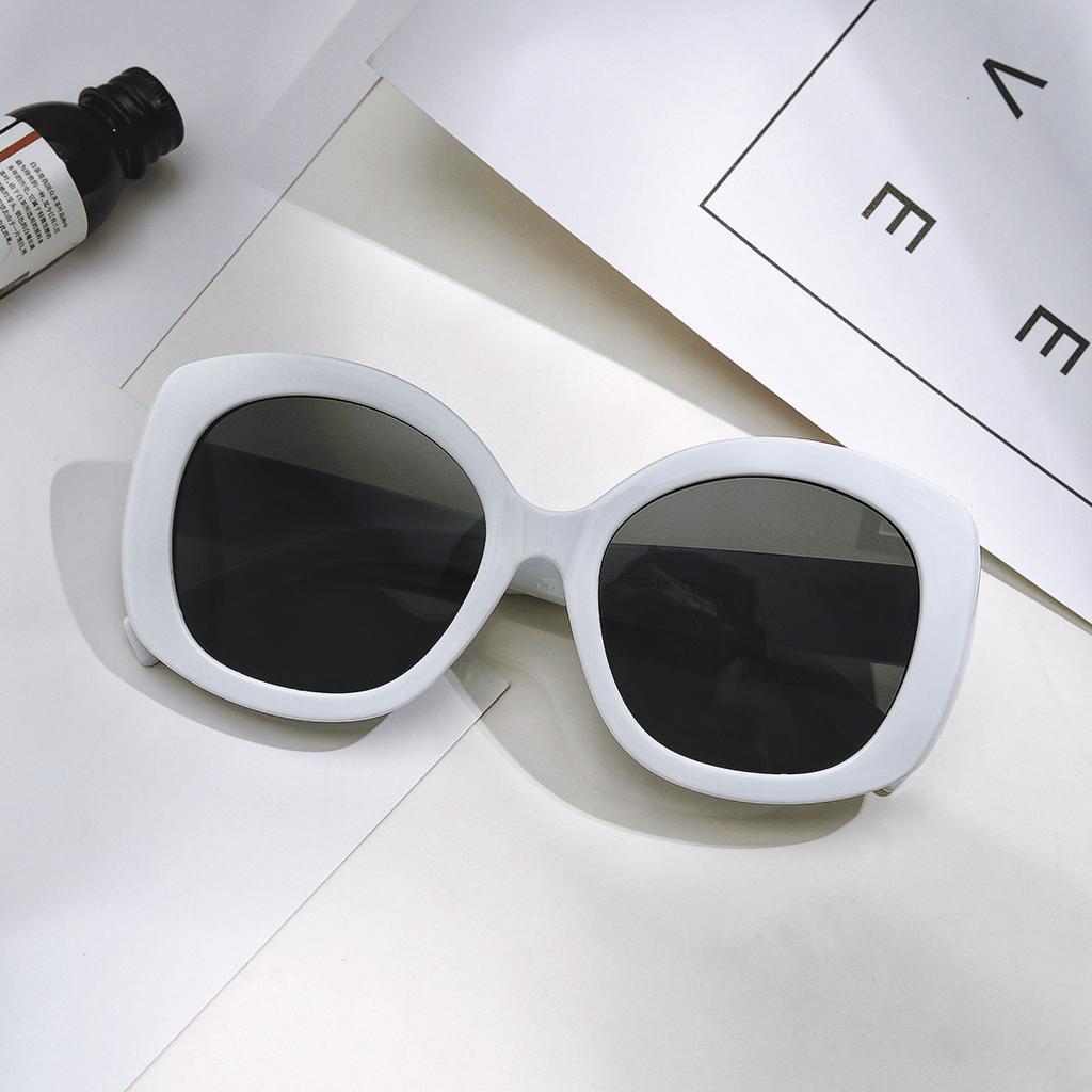 Glasses 3940 Round Large Frame Retro Sunglasses, Macaron Cream Trendy Sunglasses