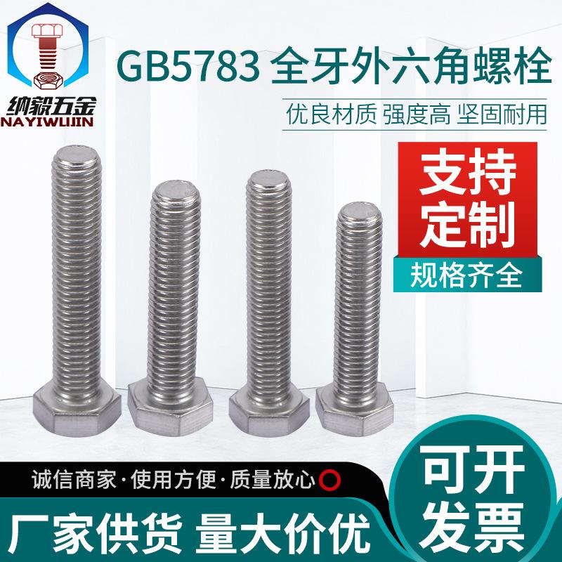 M10 304 Stainless Steel Hex Head Full Thread Bolt